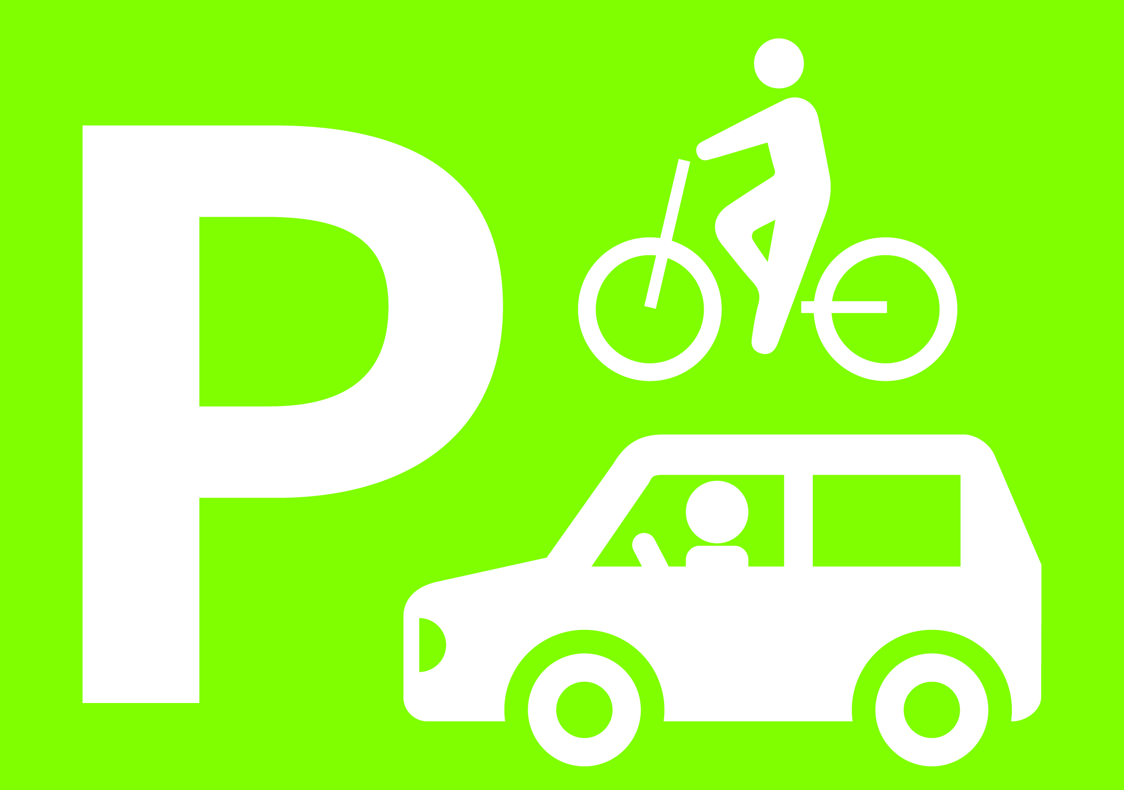 P（駐車）・自転車・車